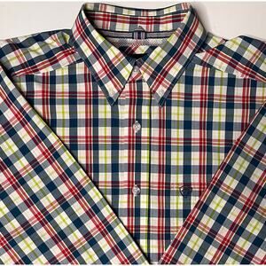 Ariat Pro shirt button down long sleeve red blue green plaid cotton blend L